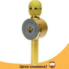 Микрофон караоке Wster WS-668 - беспроводной Bluetooth микрофон-колонка со cветомузыкой, слотом USB и FM
