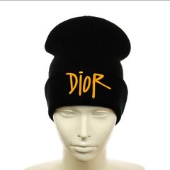 Шапка "Dior" Черная, молодежная шапка-лопата с отворотом