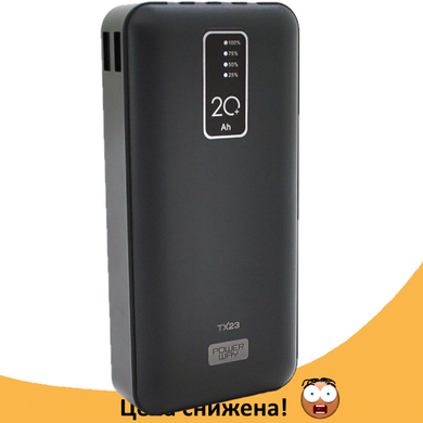 Портативний зарядний пристрій Powerway Power Bank TX23 20000 mAh, Повербанк на 2 USB-виходи, Powerbank