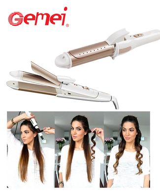 Плойка-утюжок для волос Gemei GM-2961 2 в 1 - Мультистайлер с гофре для укладки волос