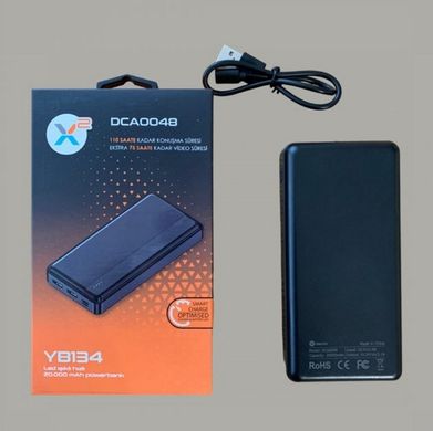 Портативное зарядное устройство Dexim X2 YB134 20000mAh, Повербанк на 2 USB выхода, Powerbank Черный
