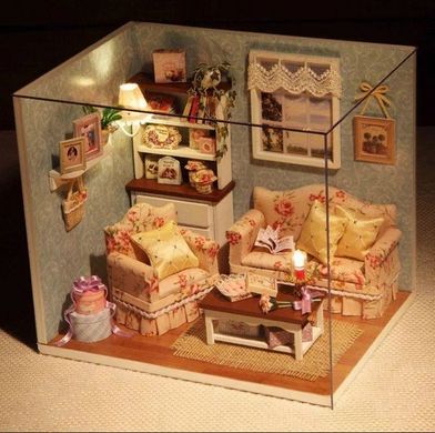 Домик "Верона - Гостинная" - Конструктор для детей из дерева, кукольный домик, модель домика ручной сборки