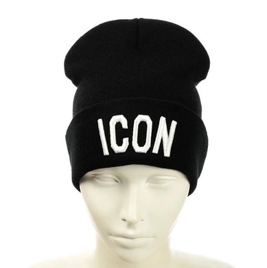 Шапка "ICON" Черная - молодежная шапка-лопата с отворотом Топ