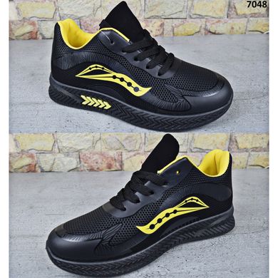 Кроссовки подростковые для мальчика Paliament Черные с желтым принтом Эко-нубук 36
