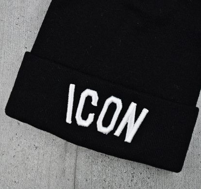 Шапка "ICON" Черная - молодежная шапка-лопата с отворотом Топ