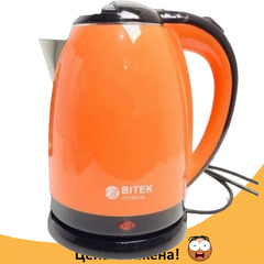 Электрочайник BITEK BT-3112 чайник 2L 1500W Оранжевый, Чайник электрический из нержавеющей стали