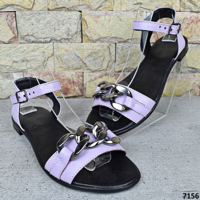 Босоножки женские кожанные Sali Украина, Фиолетовые сандалии из натуральной кожи на низком каблуке 36