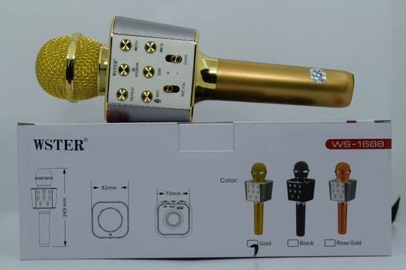Микрофон караоке WSTER WS-1688 - беспроводной Bluetooth микрофон с 5 тембрами голоса