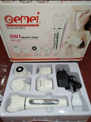 Эпилятор массажер 5в1 Gemei GM-3072 с насадками - Женский эпилятор 5в1 + уход за кожей лица