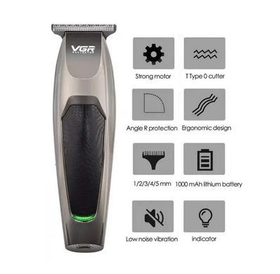 Машинка для стрижки волос VGR V-030, Профессиональная беспроводная машинка 5 насадок, триммер, электробритва
