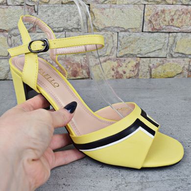 Босоножки женские на каблуке Rafaello, Желтые босоножки с открытым носком 36