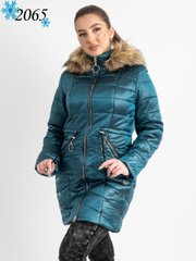 Зимова жіноча полубатальная куртка-парку з капюшоном і хутром (Відстібається) (Розміри 48, 50 Колір Синій)