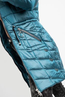 Зимняя женская полубатальная куртка-парка с капюшоном и мехом (Отстегивается) (Размеры 48, 50 Цвет Синий)