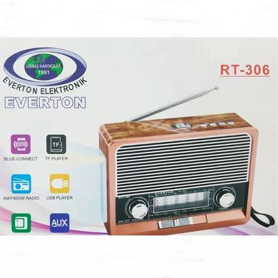 Радіоприймач Everton RT-306, портативний радіоприймач з ліхтариком, Bluetooth FM USB SD