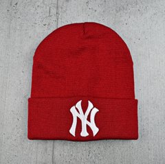 Шапка "New York" Красная - молодежная шапка-лопата с отворотом Топ