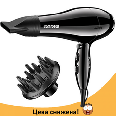 Фен для волос Gemei GM-103 2200 Вт, Профессиональный сенсорный фен для укладки и сушки волос c диффузором