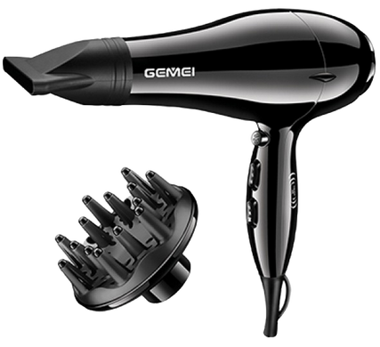 Фен для волосся Gemei GM-103 2200 Вт, Професійний сенсорний фен для укладання та сушіння волосся з дифузором