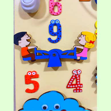 Развивающая доска размер 50*60 Бизиборд для детей "Сине-голубой" на 45 элементов