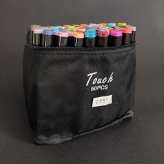 Маркери TOUCH Sketch Marker Black 60 шт різнокольорові + сумка, набір двосторонніх скетч-маркерів 60 кольорів
