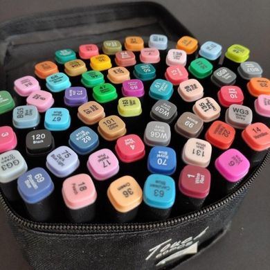 Маркери TOUCH Sketch Marker Black 60 шт різнокольорові + сумка, набір двосторонніх скетч-маркерів 60 кольорів