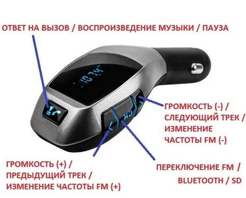 FM модулятор X5 Car Kit Bluetooth USB + MicroSD - MP3 модулятор, фм трансмиттер, блютуз модулятор