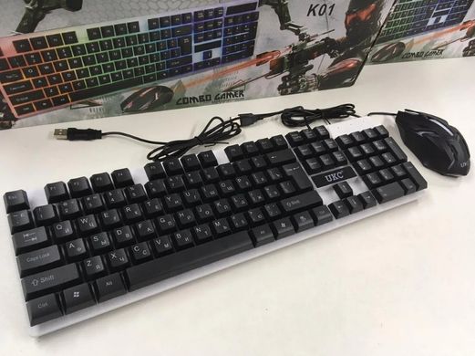 Игровая клавиатура и мышь с подсветкой UKC M-416 LED Gaming Keyboard - комплект проводная клавиатура + мышь