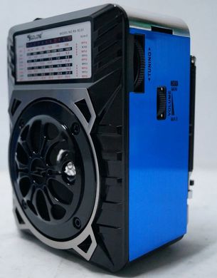 Радіоприймач Golon RX-9133 Синій - радіоприймач від мережі з акумулятором і ліхтариком, портативна колонка USB
