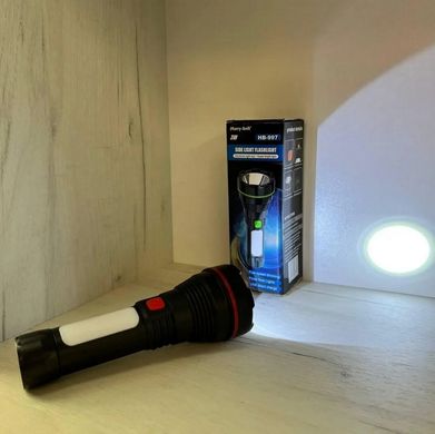 Ліхтар ручний Hurry Bolt HB-997 з бічною лампою, потужний світлодіодний ліхтарик з акумулятором, заряджання від USB