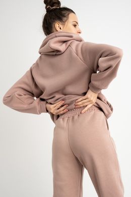 Женский спортивный костюм из трехнитки на флисе, теплый спортивный костюм оверсайз (Размеры 44, 46 Пудра)