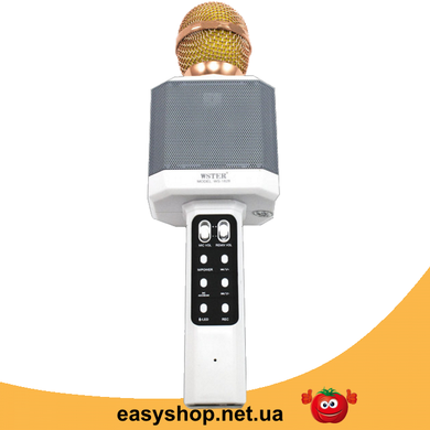 Микрофон караоке WSTER WS-1828 - Беспроводной караоке микрофон с динамиком и cветомузыкой Белый