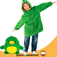 М'яка іграшка толстовка 2 в 1 Huggle pets, Дитячий плед толстовка халат з капюшоном і рукавами, худі-іграшка, Зелений