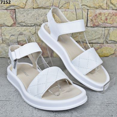 Босоніжки жіночі шкіряні Tamei Україна, Білі босоніжки з натуральної шкіри на платформі 36