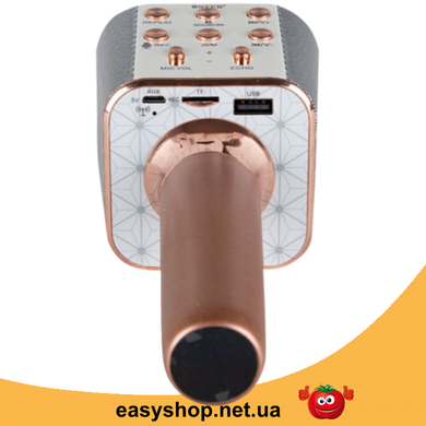 Мікрофон караоке WSTER WS-1688 - бездротової Bluetooth мікрофон з 05 тембрами голосу Рожево-Золотий Топ