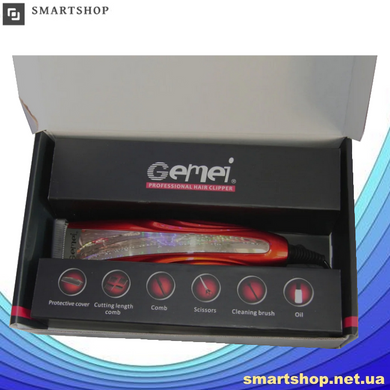 Машинка для стрижки Gemei GM-1011 - профессиональная машинка для стрижки волос проводная + 4 насадки!