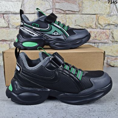 Кроссовки подростковые для мальчика Y.Top, кроссовки на пенковой подошве Черные с зеленым