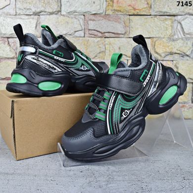 Кроссовки подростковые для мальчика Y.Top, кроссовки на пенковой подошве Черные с зеленым