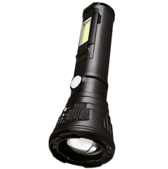 Ліхтар ручний PANTHER PT-8182 з бічною лампою, потужний ліхтарик з акумулятором, заряджання від USB, 3+1 режима+COB