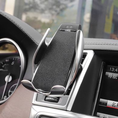 Тримач для телефону Holder S5 Wireless charger - сенсорний автомобільний тримач c бездротовою зарядкою