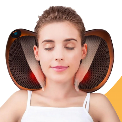Массажная подушка для спины и шеи Massage Pillow GHM 8028 - Роликовый массажер, массажер с подогревом