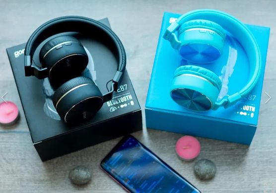 Бездротові навушники Gorsun GS-E86 - Bluetooth стерео навушники з MP3 плеєром і FM радіо (Блакитні) Топ