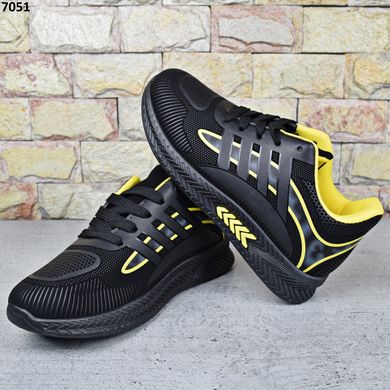 Кросівки підліткові для хлопчика Paliament Чорні з жовтим Еконубук 36