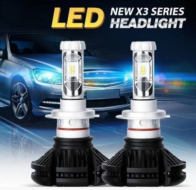Комплект автомобильных LED ламп X3 H11 25W 6000Lm 6500K HeadLight, Светодиодные LED лампы для автомобиля