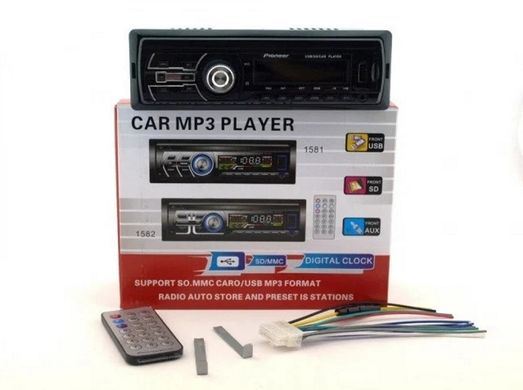 Автомагнітола AUX 1DIN MP3 1584 з 2-ма виходами - бюджетна однодиновая магнітола з USB, SD, FM і AUX Топ