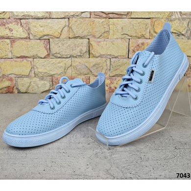 Кросівки жіночі весняно-літні ABA, блакитні кросівки екошкіра 37