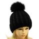 Жіноча шапка з люрексом "Фаїна" Чорна жіноча зимова шапка на флісі з помпоном, Черный
