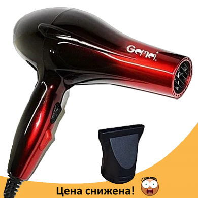 Фен для волос Gemei GM-1719 1800 Вт - Профессиональный фен для укладки и сушки волос (Красный)