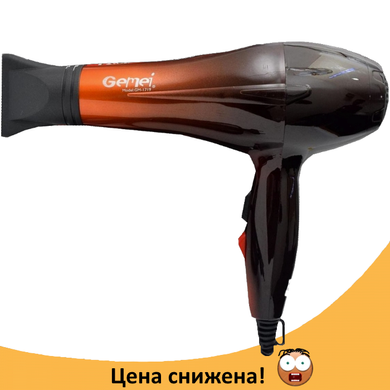 Фен для волос Gemei GM-1719 1800 Вт - Профессиональный фен для укладки и сушки волос (Оранжевый)