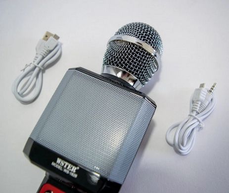 Мікрофон караоке WSTER WS-1828 - Бездротовий мікрофон караоке з динаміком і світломузикою Чорний