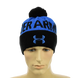 Чоловіча молодіжна шапка "Under Armour" Чорна з синім - Чоловіча зимова шапка на флісі з відворотом Топ