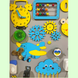 Розвиваюча дошка 60*100 Бізіборд для дітей "Жовто-блакитній" на 64 елементі!
